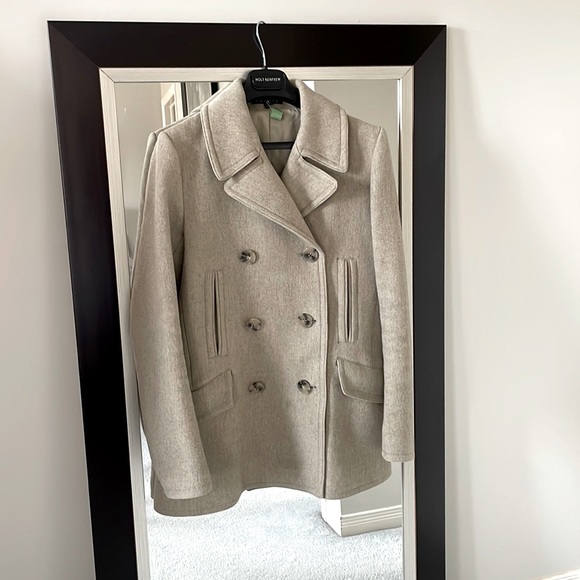 Theory Jackets & Blazers - Theory Women's Light Gray Wool Blend Double-Breasted Pea Coat